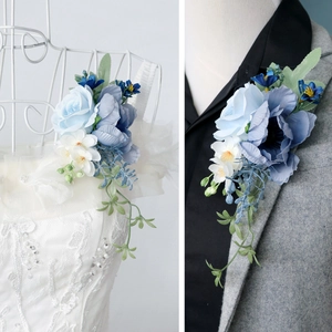 Wedding Corsage Groom Boutonniere Artificial Satin Flower Bride Shoulder Floral Decor For Prom Party Banquet Elegant