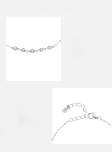 Close-up of S925 sterling silver bracelet showing zircon stones and lobster clasp