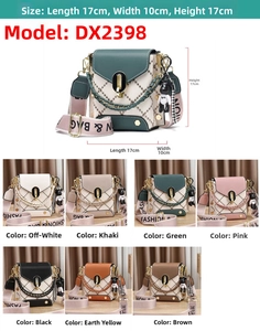 Detailed view of 17x10x17cm crossbody bag with seven color options and textile strap