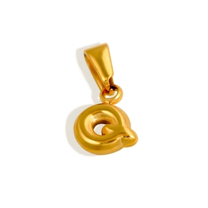 Polished 18K gold plated stainless steel letter Q bubble pendant for DIY jewelry