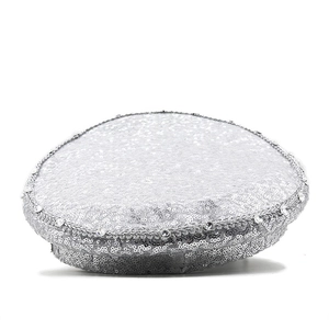 Glitzernde silberne Pailletten-Kapitänskappe für Damen mit Strass und Perlenverzierung