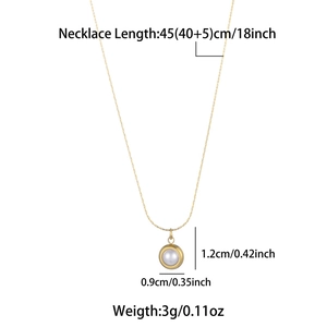 Spécifications de taille pour collier perle dorée avec chaîne réglable de 45cm et pendentif