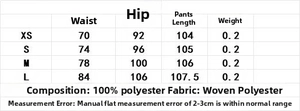 Tabella taglie dei pantaloni con stampa animalier con misure dettagliate da XS a L