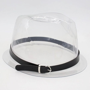 Detailed macro view of black slim leather hat band with silver metallic buckle on a stand
