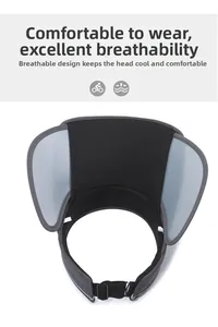 Detail of breathable sun visor with side panels and adjustable back buckle