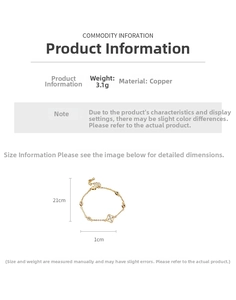 Size specifications for gold flower bracelet featuring copper material and dimensions