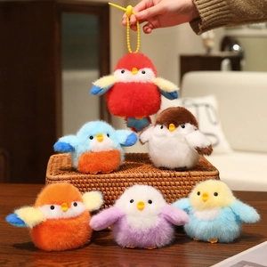 Porte-clés Oiseau En Peluche Fausse Fourrure Souple Pendentif Animal Sonore Pour Sac Charme Jouet Décoratif Mignon