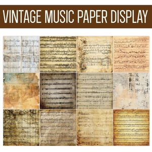 12-pack 6-inch vintage music scrapbooking paper with sheet music and aged texture design