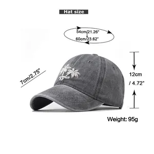 Detailed size chart for cotton baseball cap showing 54-60cm adjustable circumference