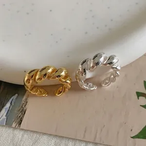 925 sterling silver twisted rope rings in gold and silver finish with open adjustable design