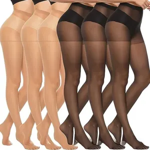 Macro detail of ultra-thin sheer tights showing high-waist reinforced band in black and nude