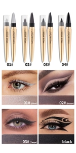 Eyeliner gel pencils in silver, brown, taupe and black with makeup effect swatches