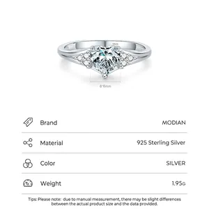 925 Sterling Silver crown ring with heart-shaped cubic zirconia and size parameters