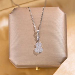 Violin Pendant Necklace Titanium Steel Copper With Zircon Rhinestone Musical Instrument Korean Style Jewelry For Women