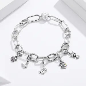 925 Sterling Silver Cute Animal Heart Butterfly Sloth Cat Charm Bead For DIY Bracelet Jewelry Making Accessory