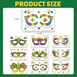 Carnival facial tattoo stickers with 10 mask designs in 11x16cm size for festival makeup