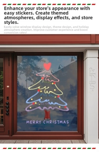 Vue détaillée d'un sticker statique sapin de Noël dessiné à la main pour vitrine et porte