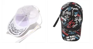 Détails des casquettes de baseball graffiti avec de longues sangles réglables en noir et blanc