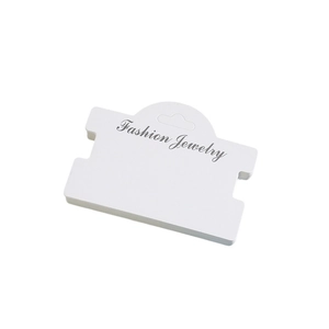 White kraft jewelry display card with Fashion Jewelry text for hair ties and accessories