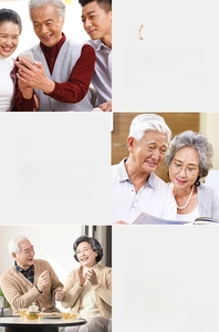Three scenes showing cat-eye reading glasses used for mobile, newspaper, and social talk