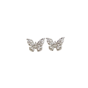 Exquisite S925 silver butterfly stud earrings with sparkling cubic zirconia stones