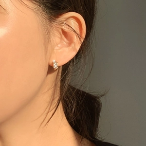 Elegant 18K gold plated silver hoop earrings with channel set rectangular zircons
