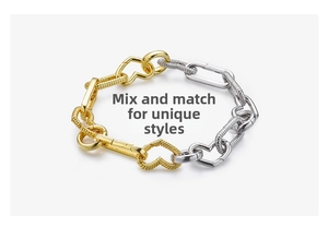 Detail of S925 sterling silver heart and rope textured links with spring ring clasp