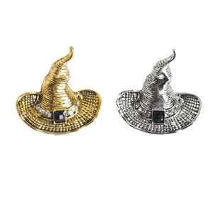 Vintage Alloy Witch Hat Brooch Sparkling Rhinestone Wizard Hat Pin Halloween Party Costume Accessory Women Men Jewelry