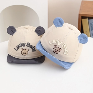 Baby Baseball Cap Polyester Breathable Quick Dry Sunshade Hat Cute Cartoon 3D Bear Ears For Infant Toddler Boys Girls