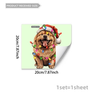 Luminous Christmas dog wall sticker featuring a cartoon pup in a hat for home decor
