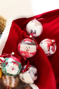 Detail of soft coral fleece Christmas socks packed in festive transparent gift balls