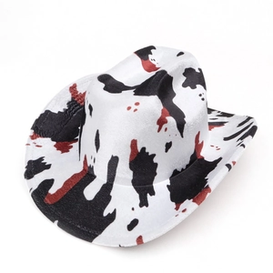 Chapeau de cow-boy rétro de style occidental avec un bel imprimé vache et large bord