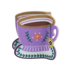 Chic purple coffee cup hair claw clip with floral patterns for elegant updos