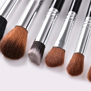 Professional 19pcs eye makeup brush set with brown synthetic bristles and black handles