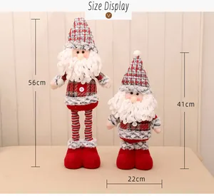 Size chart showing dimensions for medium telescopic Christmas Santa and snowman plush decor