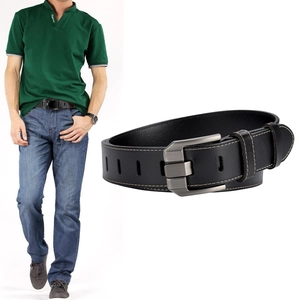 Men's Vintage Genuine Leather Belt With Alloy Pin Buckle Classic Split Cowhide Waistband For Jeans Casual Business Accessories