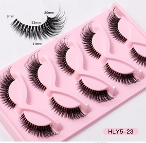 Detailed size chart for clear band cat-eye false eyelashes with length specifications