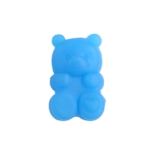 Cute blue jelly gummy bear stress relief toy with translucent matte finish on white background