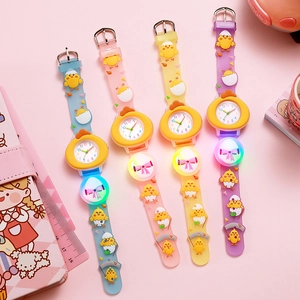 Kids Cartoon Chicken Luminous Watch Silicone Strap LED Light Quartz Analog Timepiece For Toddler Boys Girls