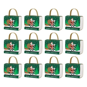 Christmas drawer candy boxes with Santa Claus patterns and golden handles set of 12