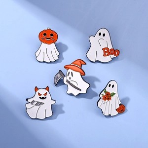 Halloween Ghost Enamel Pin Cartoon Alloy Brooch Pumpkin Scythe Knife Design Badge For Backpack Clothes Accessories Jewelry