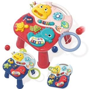 Multifunctional 3-in-1 baby walker and activity table with music and basketball hoop