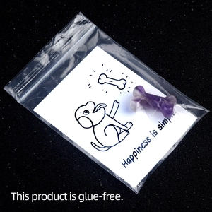 Healing natural purple amethyst dog bone stone with Happiness is Simple card gift