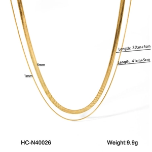 Detail view of gold layered snake chain set showing 4mm and 1mm width measurements