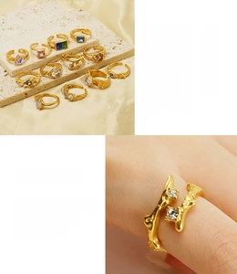 Close-up of 18K gold plated stainless steel ring featuring organic geometric lines