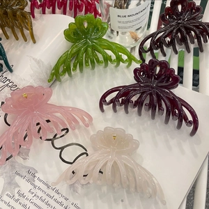 Elegant large floral shark hair clips in assorted colors for women with thick hair