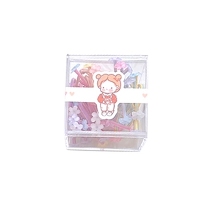 Set of 20 colorful cartoon flower elastic hair ties for girls in a clear storage box