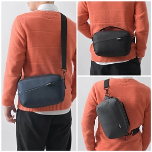 Men's versatile sport shoulder bag shown in crossbody and waist styles in multiple colors
