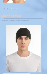 Close-up of breathable black cycling helmet liner cap showing elastic mesh texture