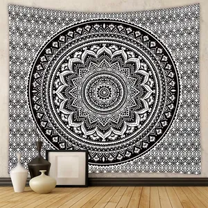 Mandala Tapestry Polyester Bohemian Wall Hanging Geometric Pattern Decorative For Bedroom Living Room Soft Fabric Wall Art